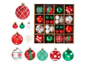 9454531419137 - Dolaso - 42er-Set Weihnachtskugeln hängende Weihnachtskugeln Christbaumschmuck-Set zarte weihnachtliche Bemalung und dekorative glitzernde