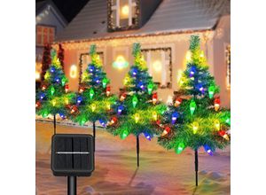 9454531419632 - Dolaso - Weihnachtsbaum mit Solar-Lichterkette 4 Weihnachtsbäume mit Erdbeerlichtern Solar-Gartenlichter mit 80 C6LED Weihnachtsbeleuchtung