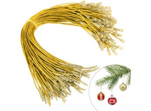 9454531419991 - 100er-Pack vorgeschnittene Weihnachtsschmuck-Haken Goldschnur Bandaufhänger für Weihnachtsschmuck mit Schnappverschluss