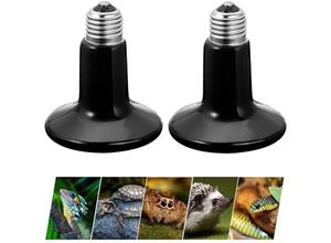 9454531430491 - Dolaso - Heizlampen 2 Stück Reptilienlampe Erdschildkröten-Heizlampe E27 Tiere Infrarot-Glühbirne Keramikheizung für Reptilien und Amphibien