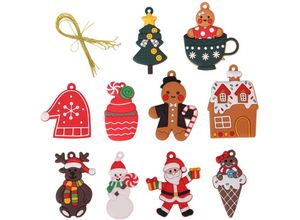 9454531439388 - Dolaso - 10er-Pack Lebkuchenmann-Weihnachtsbaumschmuck verschiedene Lebkuchenmann-Figuren hängende Ornamente für den Weihnachtsbaum