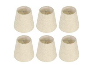 9459710102718 - Csparkv - Set mit 6 kleinen Lampenschirmen Sackleinen-Fass-Lampenschirm Clip-on-Glühbirne für Tischlampe und Stehlampe beige nordischer