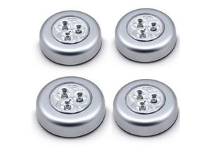 9459710382851 - Csparkv - 66 mm)Set mit 4 selbstklebenden LED-Spotlampen zusätzliche Beleuchtung mit 3 Batterien für