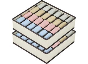 9459710419236 - (Beige) 2er-Set faltbarer Vlies-Schubladen-Organizer für Unterwäsche BHs Sockenfach Aufbewahrungsbox platzsparend Sockenaufbewahrung