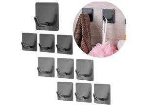 9459710420126 - Csparkv - 10 Stück schwarz Klebehaken Badezimmer Wandhaken SUS304 Edelstahl Handtuchhalter für Küche Wohnzimmer und Büro