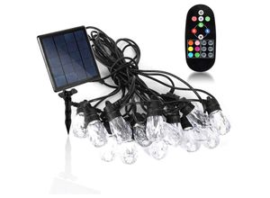 9460355600910 - Solar Lichterkette 10M 15LEDs Mit Fernbedienung Außen Innenbereich 6 Modes Kugel Solar Beleuchtung Buntes Licht Deko IP44 - Warmweiß + 6 Farben