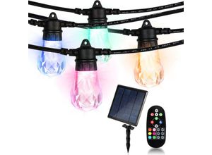 9460355643085 - Tolletour - Solar Lichterkette 10M 15LEDs Mit Fernbedienung Außen Innenbereich 6 Modes Kugel Solar Beleuchtung Buntes Licht Deko IP44 - Warmweiß + 6