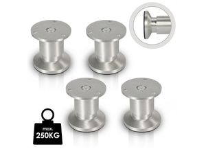 9460565028375 - Swanew - 4X Möbelfüße Sockelfüße Sockelfüße Stellfuß Couchfüße Möbelfuß Verstellbar-Aluminium-60mm - Silber