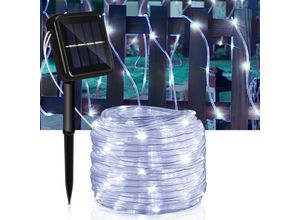 9460565045372 - Solar Lichterketten Lichtschlauch 8 Modi Lichter fuer Party Garden Home Festival DecoratioKaltweiß12m 100 led - Kaltweiß