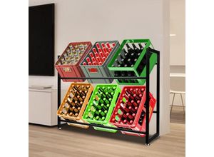 9469695489759 - Swanew - Getränkekistenregal Regal für Getränkekisten Bierkistenregal Getränkekisten aus Metall 2 Stück 105x32x85cm