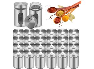 9469695508504 - Swanew - 12 pièces shaker à épices bouteille dassaisonnement en acier inoxydable verre avec couvercle rotatif cuisine Gadget outil de barbe