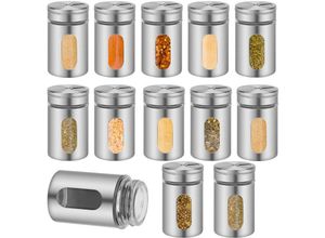 9469695508511 - SWANEW 12X Shaker à épices Pots à Épices Bocaux à Épices Pot de Rangement Transparent de avec Couvercle Trous de Versement Réglables