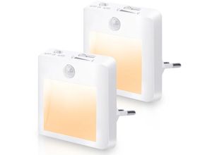 9469695527758 - 2 Stück led Nachtlicht Steckdose Dimmbar Warmweiß mit Bewegungsmelder Nachtlampe Schrankleuchte für Treppe Schlafzimmer Flur - Swanew