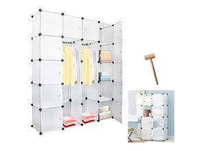 9469695701608 - Swanew - diy Armoire Penderie avec étagères de rangement Armoire de Chambre 20 Cubes semi-transparent blanc