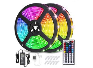 9473329594719 - Jusch - RGB-LED-Streifen-Set 10 m Bluetooth-App-Steuerung 16 Millionen Farben 44 Tasten IP65 smd 505012 v mehrfarbig