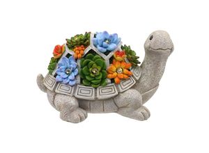 9473329595785 - Jusch - Solar-Schildkröten-Ornament Kunstharz led mehrfarbig