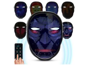 9475631253483 - Led Leuchtmaske Gruselige Leuchtmasken mit Bluetooth App Control 45 Animationen 70 Bilder DIY-Muster Texte Foto-Upload und Musik-Rhythmus-Maske