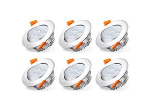 9475631343818 - 6X led Einbaustrahler Spot Set Kaltweiß 3W Einbauleuchte Deckenleuchte Strahler IP44 3W - Swanew