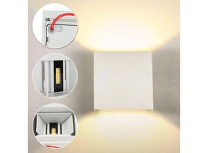 9475631346680 - Swanew - led Wandleuchte Wandleuchten IP65 Wohnzimmer Flurlampe Treppen Wandlampe Außen Deko 12W Weiß Warmweiß - Weiß