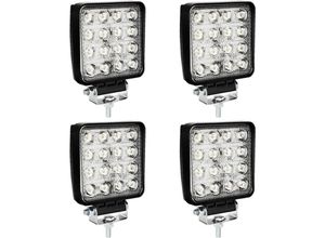 9475631347502 - SWANEW Rechteck LED Arbeitsscheinwerfer IP67 Wasserdicht 12V 24V LED Scheinwerfer für LKWOffroad SUV ATVtraktor Rückfahrscheinwerfer 48W 4 Stück