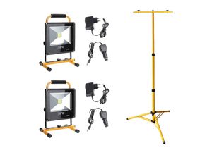 9475631349742 - Swanew - 2x50W led Baustrahler Kaltweiß Arbeitsscheinwerfer Akku Fluter mit Doppel Stativ Strahler mit 4500 Lumen Bauscheinwerfer für den Innen- und