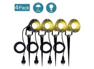 9475631351325 - Swanew - 4X Gartenstrahler 4W led Gartenleuchte mit Erdspieß Rasen Licht Warmweiß Wasserdicht IP65 für Außenbereich Garten Teich Landschaft - Warmweiß