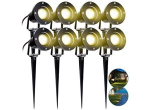 9475631351332 - 8X Gartenstrahler 4W led Gartenleuchte mit Erdspieß Rasen Licht Warmweiß Wasserdicht IP65 für Außenbereich Garten Teich Landschaft - Warmweiß