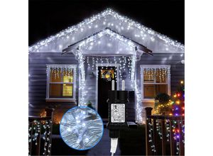 9475631353169 - SWANEW LED Eisregen Eiszapfen Deko Weihnachten Fenster Lichterkette AußenKaltWeiß - KaltWeiß 200 LED