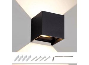 9475631357211 - Swanew - 7W led Wandleuchten Innen Außen Wandlampe Auf und ab Einstellbarer Lichtstrahl Schwarz Warmweiß - Schwarz