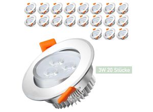 9475631357624 - SWANEW 20X 3W Warmweiß LED Einbaustrahler Deckenstrahler Einbauleuchten Decke LED Deckenspots Spots Deckenleuchte Einbauspots Einbauleuchten für das