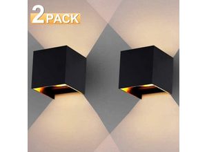 9475631357730 - Led Wandleuchte Wandleuchten IP65 Wohnzimmer Flurlampe Treppen Wandlampe Außen Deko 7W Schwarz Warmweiß 4 Stück - Swanew