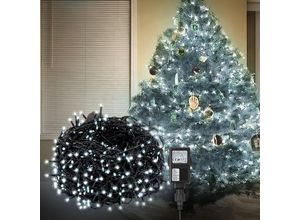 9475631375390 - 10M 100 led Lichterkette für Weihnachtsbaum Kaltweiße dunkelgrün Kupferdraht mit 8 Programmen LEDs für innen und außen IP44 - Swanew