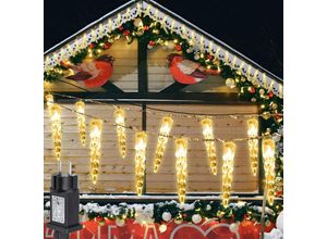 9475631375550 - Led Eiszapfen Lichterkette Eisregen 40 led Wasserdicht Weihnachten Meteor Eiszapfen Lichter Warmweiß - Swanew