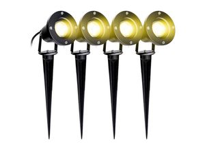 9475631407831 - 4X Gartenstrahler 4W LED Gartenleuchte mit Erdspieß Rasen Licht Warmweiß Wasserdicht IP65 für Außenbereich Garten Teich Landschaft - Warmweiß