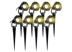 9475631407848 - 8X Gartenstrahler 4W led Gartenleuchte mit Erdspieß Rasen Licht Warmweiß Wasserdicht IP65 für Außenbereich Garten Teich Landschaft - Warmweiß - Vingo