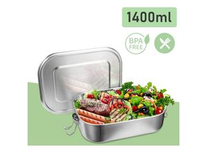 9475631408432 - 2x1400ml Brotdose ohne Plastik bpa frei brotdose edelstahl Edelstahl Lunchbox - Vingo