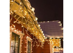 9475631410275 - Led Eisregen Lichterkette warmweiß 600 LEDs 20m Weihnachten Lichtervorhang Beleuchtung Lichterkette Weihnachtsbaum - Vingo