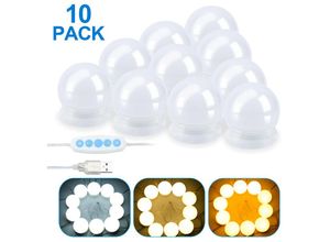 9475631417304 - Led Spiegelleuchte für Make Up Schminktisch 10 led Dimmbar usb diy Lampe - Weiß - Vingo 9475631417304 - Led Spiegelleuchte für Make Up Schminktisch 10 led Dimmbar usb diy Lampe - Weiß - Vingo