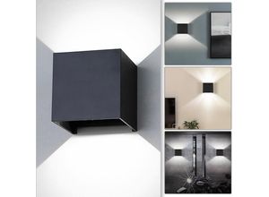 9475631438750 - Led Wandleuchte Wandleuchten IP65 Wohnzimmer Flurlampe Treppen Wandlampe Außen Deko 12W Schwarz Kaltweiß - Vingo