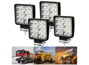 9475631440159 - VINGO Rechteck LED Arbeitsscheinwerfer IP67 Wasserdicht 12V 24V LED Scheinwerfer für LKWOffroad SUV ATVtraktor Rückfahrscheinwerfer 48W 4 Stück