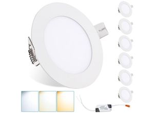 9475631442436 - Led Einbaustrahler Leuchtmittel Flur Farbwechsel Küche Panellampe 18W 6x - Weiß - Vingo