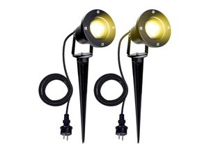 9475631448407 - Vingo 2X Gartenstrahler 4W led Gartenleuchte mit Erdspieß Rasen Licht Warmweiß Wasserdicht IP65 für Außenbereich Garten Teich Landschaft