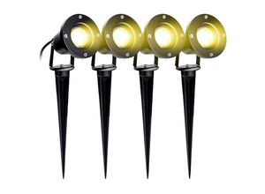 9475631448414 - Vingo 4X Gartenstrahler 4W led Gartenleuchte mit Erdspieß Rasen Licht Warmweiß Wasserdicht IP65 für Außenbereich Garten Teich Landschaft