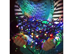 9475631454323 - Vingo - 20M 200 led Lichterkette für Weihnachtsbaum bunte dunkelgrün Kupferdraht mit 8 Programmen LEDs für innen und außen IP44