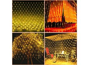 9475631454828 - Led Lichternetz Lichterkette Weihnachtsbeleuchtung Lichtervorhang Innen Außen Deko Weihnachtslicht 8 Modi IP44 Warmweiß 45x16M - Vingo