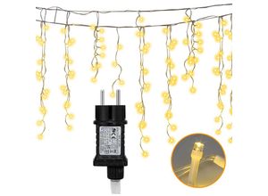 9475631455689 - 20m 600 LED Eisregen Eiszapfen Weihnachts Garten Lichtervorhang LichterketteWarmweiß - Vingo