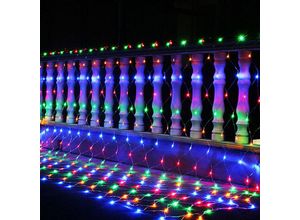 9475631459380 - LED Lichternetz 3x2M Lichtervorhang Lichterkette Lichterketten Leuchte Außen 8 Modi RGB