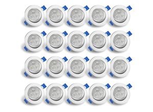 9475631676923 - Lot de 20 Spots LED Encastrables Spot Encastrable LED 3W Température de Couleur Blanc chaud 3000K - Argent