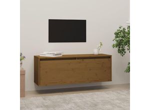 9483365991588 - Wandschrank，Wandhängeschrank，Badschrank，Küchenschrank Honigbraun 100x30x35 cm Massivholz Kiefer VMIEB41853 MaisonChic