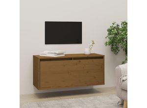 9483365991717 - Maisonchic - WandschrankWandhängeschrankBadschrankKüchenschrank Honigbraun 80x30x35 cm Massivholz Kiefer VMIEB94746